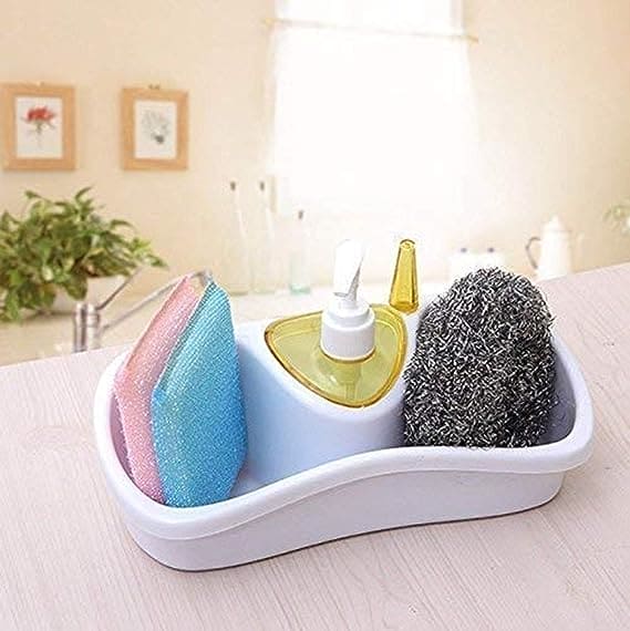Snip Soap Dispenser With Sponge Holder, Dish Washing Soap Dispenser, Multi Utility Soap Sponge Storage for Bathroom Kitchen Basin, Titiz Soap Dispenser with Sponge Holder Snip Soap Dispenser With Sponge Holder, Dish Washing Soap Dispenser, Multi Utility Soap Sponge Storage for Bathroom Kitchen Basin, Titiz Soap Dispenser with Sponge Holder